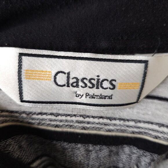 Vintage Classics Palmland Polo Shirt Mens Size Large Gray Black 90s Striped - Picture 4 of 6